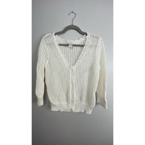 Evelyn Open-Knit Crochet Cotton Cardigan 90's BOHO Cottagecore Festival Size L‎